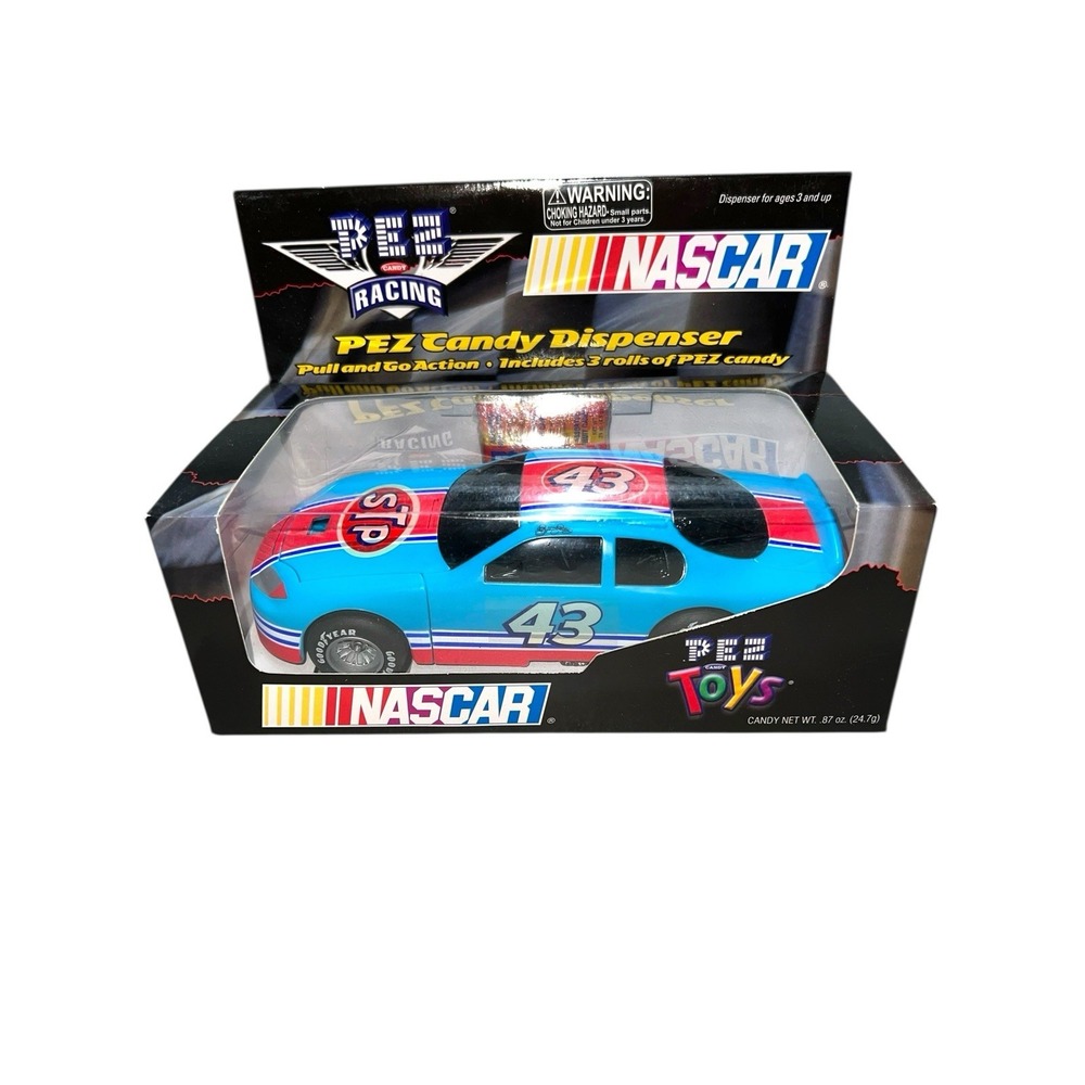 Blue Nascar Racing #43 Richard Petty PEZ Candy Dispenser‎ Pull And Go Toy Car